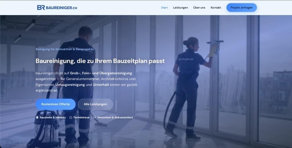 Website-Ausschnitt baureiniger.ch